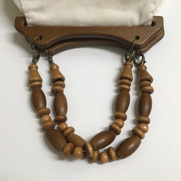 Philippines Purse Wood Bead Handles 100% Cotton Fabric Summer Bag Boho Vintage - Picture 15 of 16